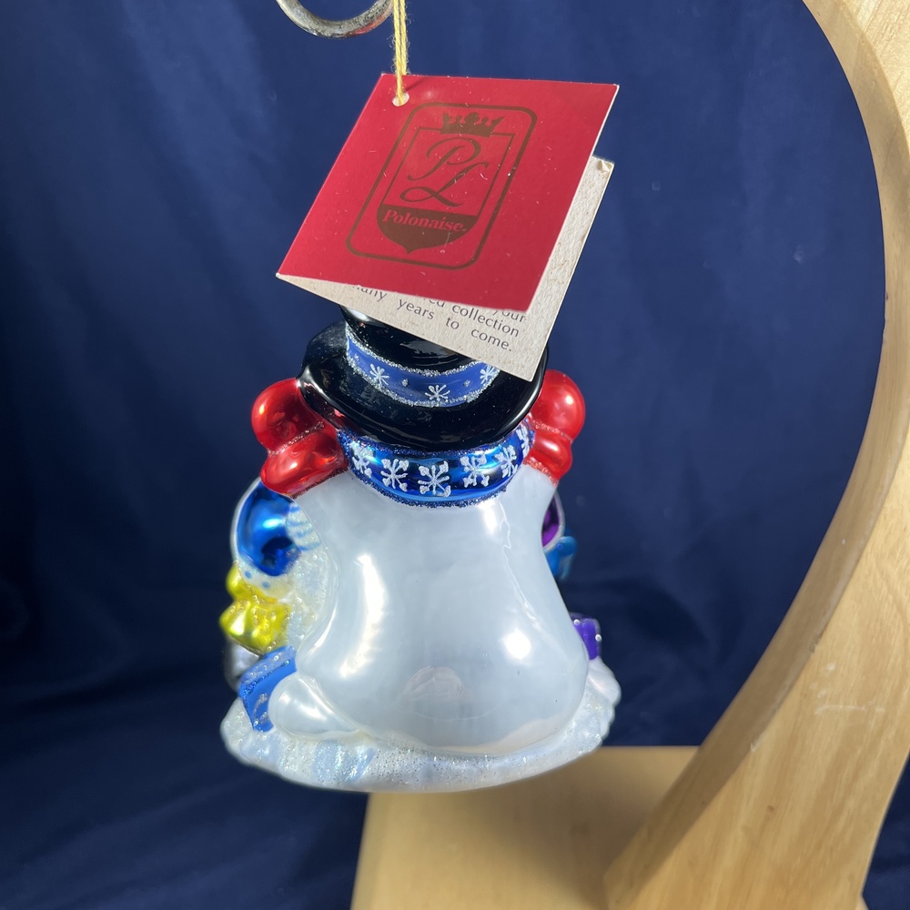 Kurt Adler Polonaise Chillin' Time Snowman Penguins Glass Ornament Boxed - Picture 2 of 5